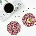 thumbnail image 4 of Vsdgher Red Hawthorn Print Leather Coasters for Drinks, Durable Drink Coasters 4 Set for Tabletop Protection, Luxurious Home Décor and Housewarming Gift-Octagon, 4 of 6