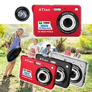 Angle View: ATian 2.7" LCD HD Digital Camera Amazing Rechargeable Camera 8X Zoom Digital Camera Kids Student Camera Compact Mini Digital Camera Pocket Cameras for Kid/Seniors/Student (Red)