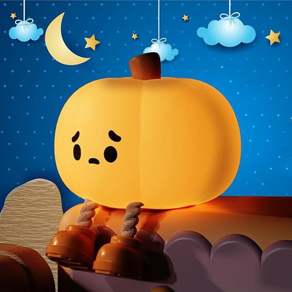 KOMI Pumpkin Night Light, Cute Pumpkin Decor Silicone Night Lamp with 3 Level Dimmable Bedside Lamp Halloween Night Light Nursery Nightlight Dorm Decor, Silicone Touch Light, Breastfeeding for Baby