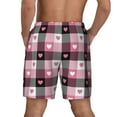 thumbnail image 4 of Balery Heart Plaid Mens Swim Trunks Swim Shorts for Men Quick Dry Inseam Beach Shorts with Compression Liner Pocket-Large, 4 of 9