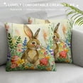 thumbnail image 3 of Creowell Happy Easter Pillow Covers , Spring Rabbits Flower Decorative Farmhouse Spring Flower Throw Pillowcases for Home Sofa Couch Decoration，Multi-Size, 3 of 5