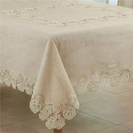 

Saro 7082.N54S 54 in. Lace Rose Border Square Tablecloth Natural