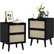 Giratree Nightstand Set of 2 with 2 Drawer for Bedroom, Bedside Table, Black, 15.75"W* 13.78"D*21.65"H
