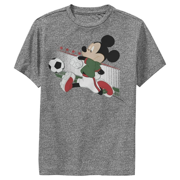 Boy's Mickey & Friends Mickey Mouse Soccer Mexico Performance Graphic Tee Charcoal Heather Medium