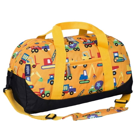 Wildkin Kids Overnighter Duffel Bag for Boys & Girls, Features Two Carrying Handles and Removable Padded Shoulder Strap, BPA & Phthalate Free (Under Construction Yellow)