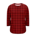 thumbnail image 5 of Sewkxo Plus Size Tops for Women Loose Fit 3/4 Sleeve Shirt Crew Neck Print Blouses Fashion Spring Summer Clothes L-5x,Red L, 5 of 6