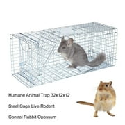 Humane Animal Trap 32x12x12 Steel Cage Live Trap Hamster Cage Rodent Control Skunk Rabbit Opossum Cage Bait pan for easy catch