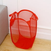 Yardwe 1Pc Red Mesh Laundry Hamper Foldable Basket for Clothes Organization