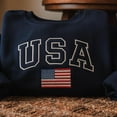 thumbnail image 2 of Embroidered USA Sweatshirt, Womens USA Crewneck Sweatshirt, USA Shirt, America Sweatshirt, 4th of July Sweatshirt, Patriotic Sweatshirt, 2 of 5