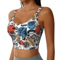 thumbnail image 2 of Goofa French Food Printed Sports Bras for Women, High Impact Running Bra Workout Crop Tank Tops Longline Sports Bra Push up-, 2 of 9