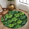 thumbnail image 2 of Round Area Rug 5 Ft, St. Patrick's Day Washable Non-Slip Circle Carpet for Living Room/Bedroom, Spring Country Fourleaf Grass Lucky Low-Profile Runner Mats Collection Rugs for Indoor, 2 of 8