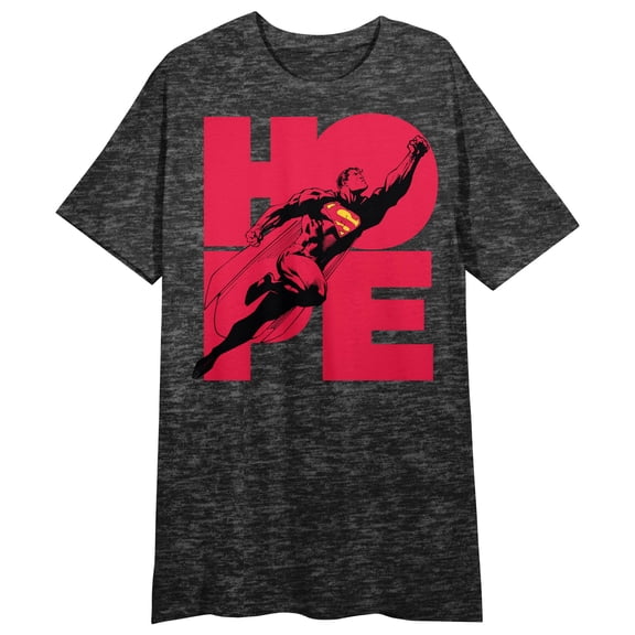 Superman Hope Women's Charcoal Gray Short Sleeve Crew Neck Sleep Shirt-XL