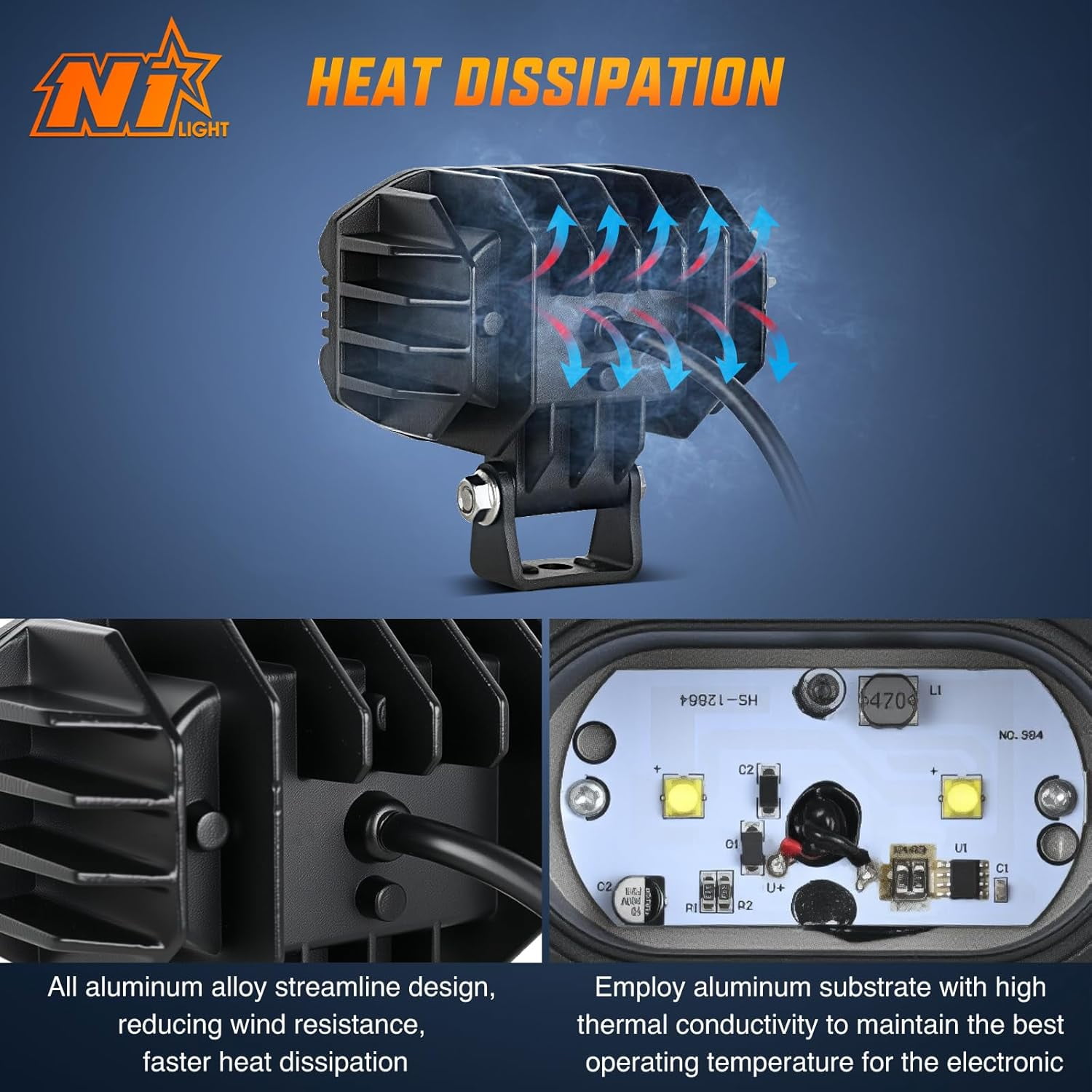 Nilight 2PCS 4 Inch LED Pod Lights, 48W White Spot Beam Auxiliary Driving Lamps, IP67 Weatherproof Off-Road Lights for Truck ATV UTV Motorcycle Boat