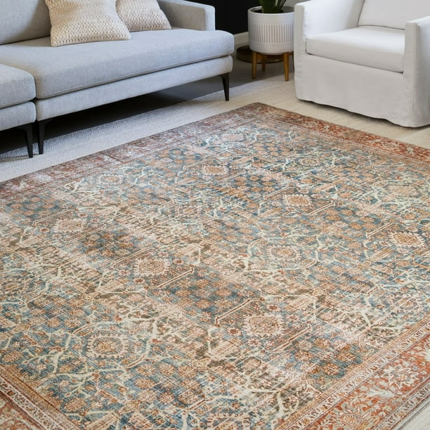 Alexander Home Isabelle Traditional Vintage Border Printed Area Rug