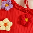 thumbnail image 4 of XZNPDUCQ Toddler Baby Girl Smocked Outfit Ruffle Halter Shirt Flared Pants Set Toddler Bell Bottom Outfit Summer Clothes Playwear Beach Outfits 2-3 Years,Red, 4 of 8