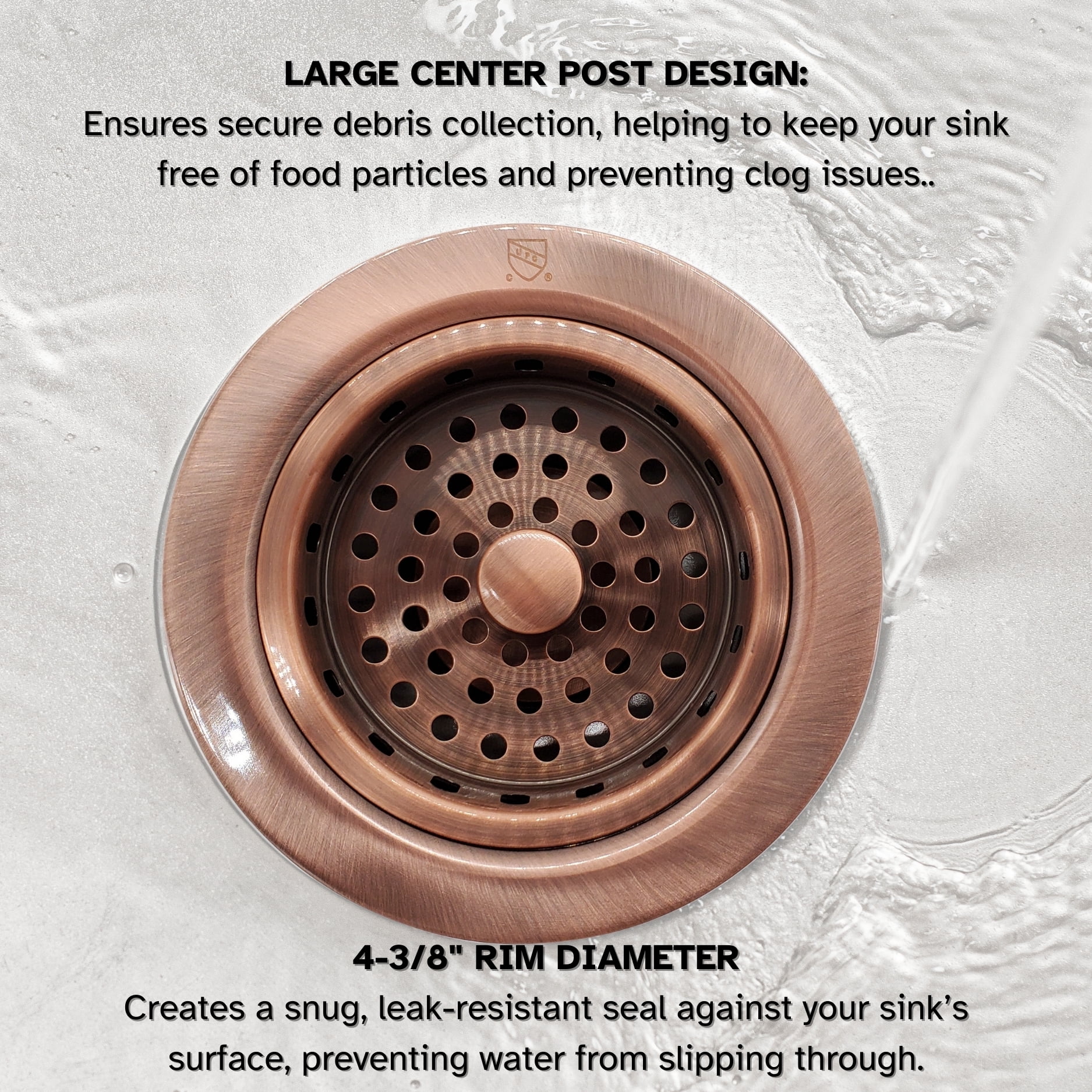 Westbrass Post Style Strainer with Waste Disposal Flange and Stopper, Antique Copper