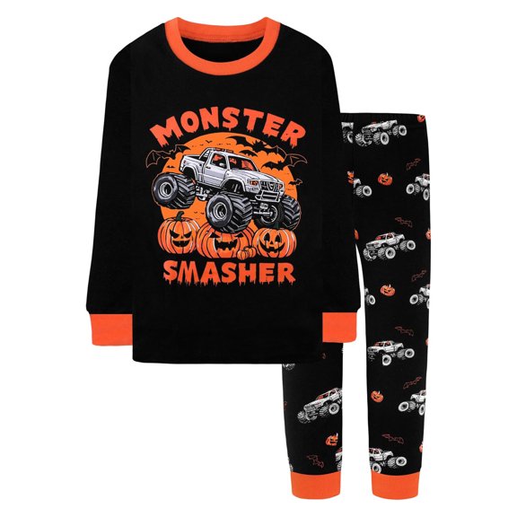 SOFTCCLO Boys Outfits Halloween Graphic Print Long Sleeve Crewneck Sweatshirt Sweatpants Loungewear 2 Piece Outfits Size 2-3Y