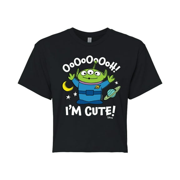 Toy Story - Alien Ooh I'm Cute - Juniors Cropped Cotton Blend T-Shirt
