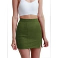 thumbnail image 3 of Spencer Women High Waist Bodycon Short Dress Faux Suede A-Line Split Mini Pencil Skirt "L,Green", 3 of 7