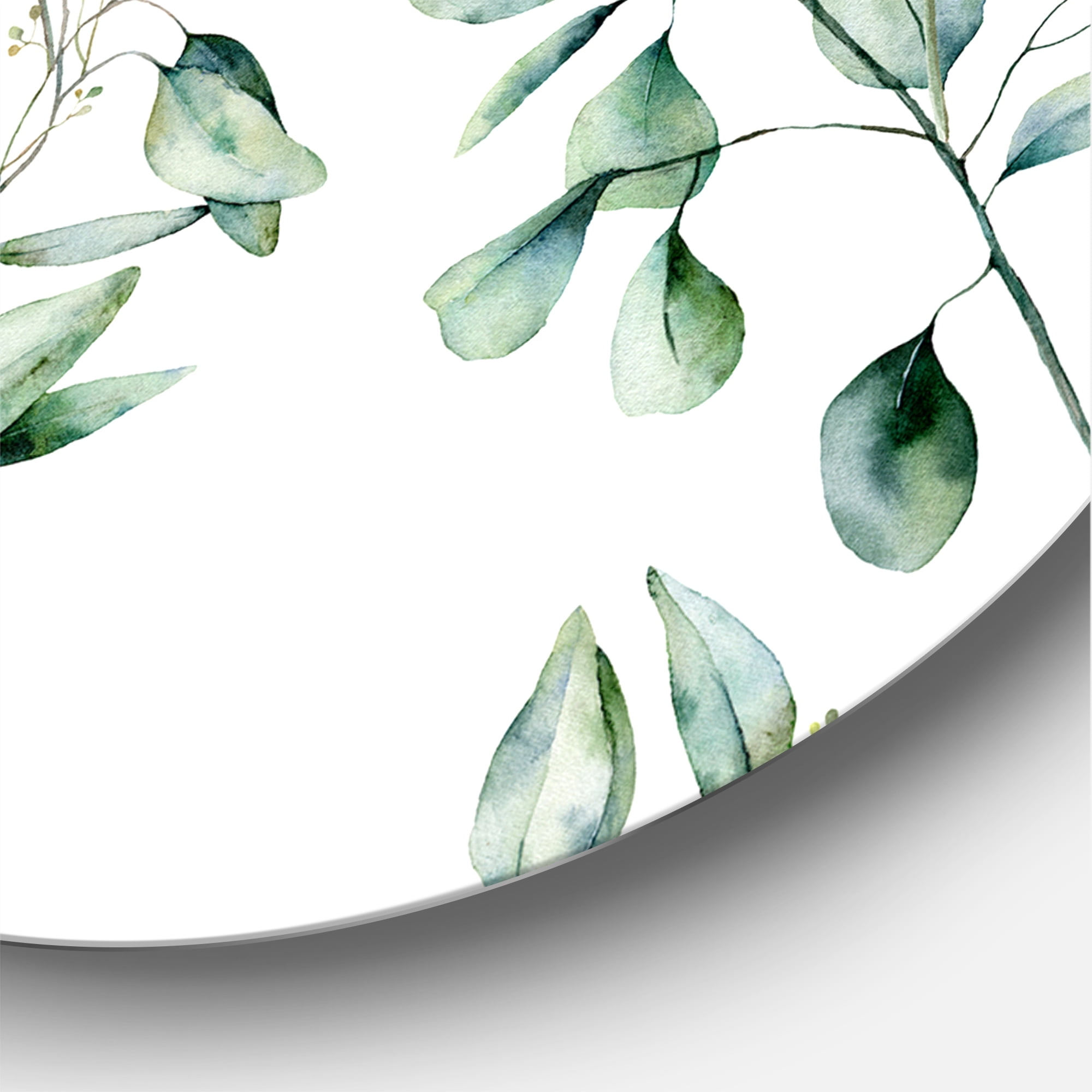 Designart 'Green Eucalyptus Plant Branches IV' Traditional Circle Metal Wall Art 36x36 - Disc of 36