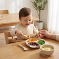thumbnail image 6 of Silicone Baby Feeding Set, Food Grade Silicone Suction Bowl, Divided Suction Plates, Bib, Spoons Set, Toddlers Self Feeding Supplies Set - Beige, 6 of 6