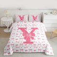 thumbnail image 2 of Feelyou Pink Initial Y Twin Comforter Sets, Kawaii Princess Bow Bedding Set, 2 Pieces, 2 of 8