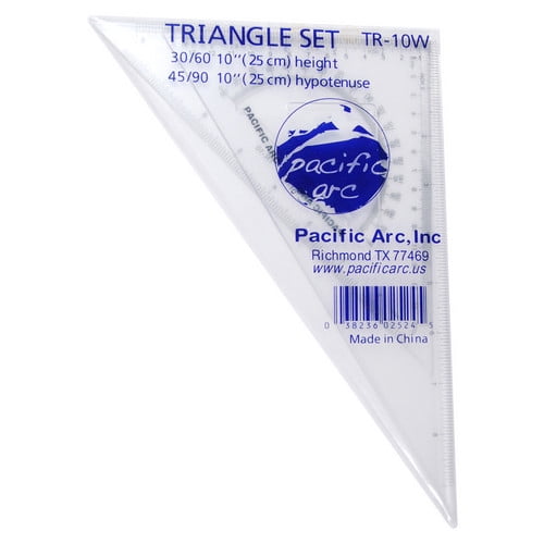 PACIFIC ARC TR10W TRIANGLE SET CLEAR INKING EDGE 10IN 45/90 AND 10IN 30/60