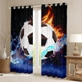 thumbnail image 2 of Football Curtains 38x54 inch,Ice and Fire Art Design 30%-50% Blackout Curtains,Soccer Sports Teens Youth Curtains & Drapes,Navy Blue Cool Football Window Curtains for Living Room Bedroom, 2 of 6