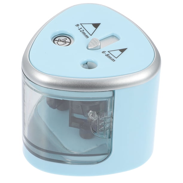 Sacapuntas eléctrico automático a pilas con dos agujeros para lápices de 6-12 mm, duradero y portátil (azul)