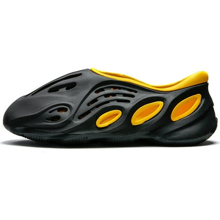 

Womens Mens Hole Shoes Hollow Sandals Outer Wear Thick Sole Soft Sole Black Yellow EU 44