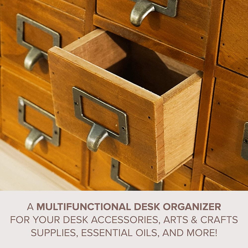 Primo Supply Desk Drawer Organizer Hom... Wooden Storage Box with 16 Drawers 