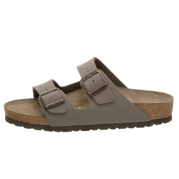 Birkenstock Womens Arizona Leather Open Toe Casual Slide, Stone, Size 11.5