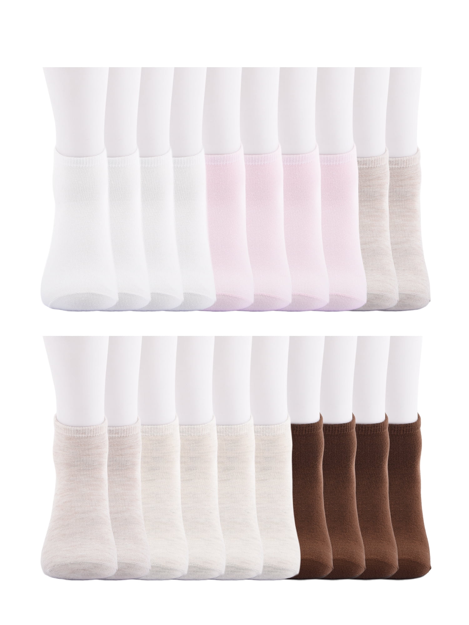 No Boundaries Women's Ankle Cut Socks, 20 Pack, Shoe Size 4-10