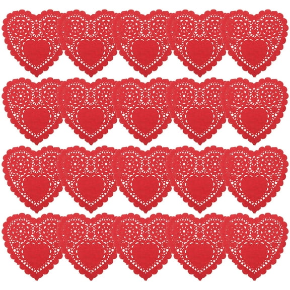 LOLIPPYY 100pcs Heart Doilies Paper for Food Decoration in Red Color Style