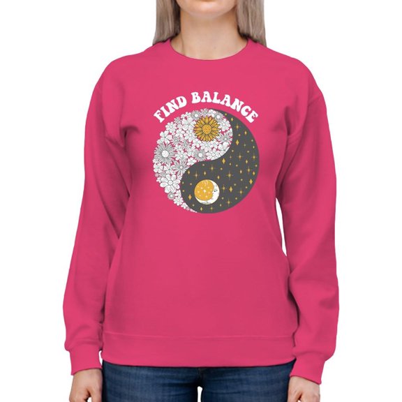 Find Balance, Ying And Yang Sweatshirt Women -Smartprints Designs, Female XX-Large