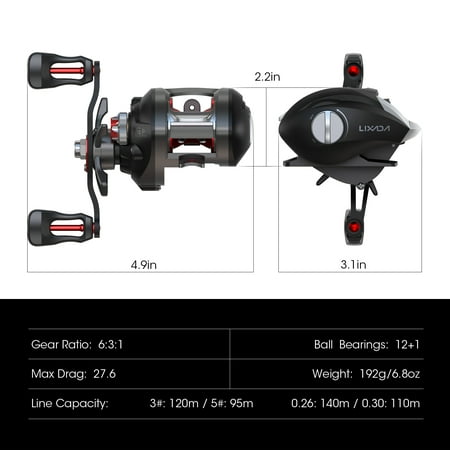 Fishing wheel Reel With Brake Speed Reel With 12 1 Ball Jinmie Fapao Brake Saltwater Freshwater Huiop Ball 6.3 1 Reels 6.3 1 Ratio