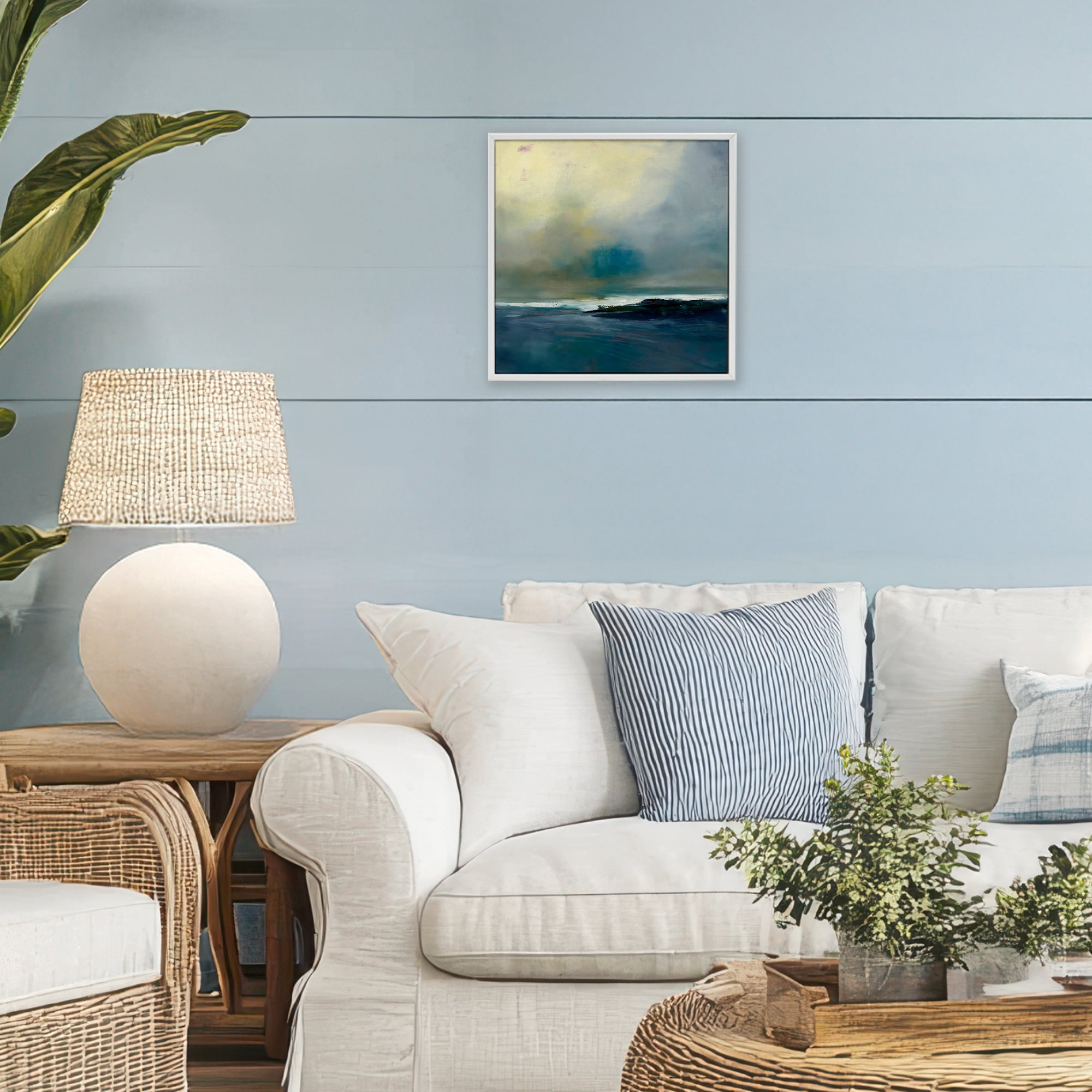 Stupell Industries Channeling Calm Horizon White Framed Giclee Art, design by Patrick Dennis