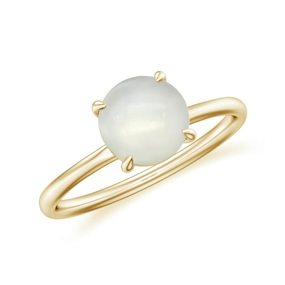 1.5 CT Natural Moonstone Solitaire Ring for Women in Sterling Silver / Yellow Gold Plated| June Birthstone, Birthday, Engagement, Wedding Jewelry Gift Ring Size 5