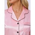 thumbnail image 4 of DARING DIVA Silky Short Sleeve Shorts Button Down  Satin Pajamas Set S Pink, 4 of 6