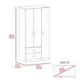 thumbnail image 3 of Boahaus Frankfurt Modern Bedroom Armoire 3 Opening Doors 2 Drawers White for Adults, 3 of 4