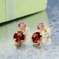 thumbnail image 2 of Gem Stone King 14K Yellow Gold Red Garnet and Pink Lab Grown Diamond Earrings for Women (2.50 Cttw, Gemstone January Birthstone, Round Cut 6MM and 4MM), 2 of 3