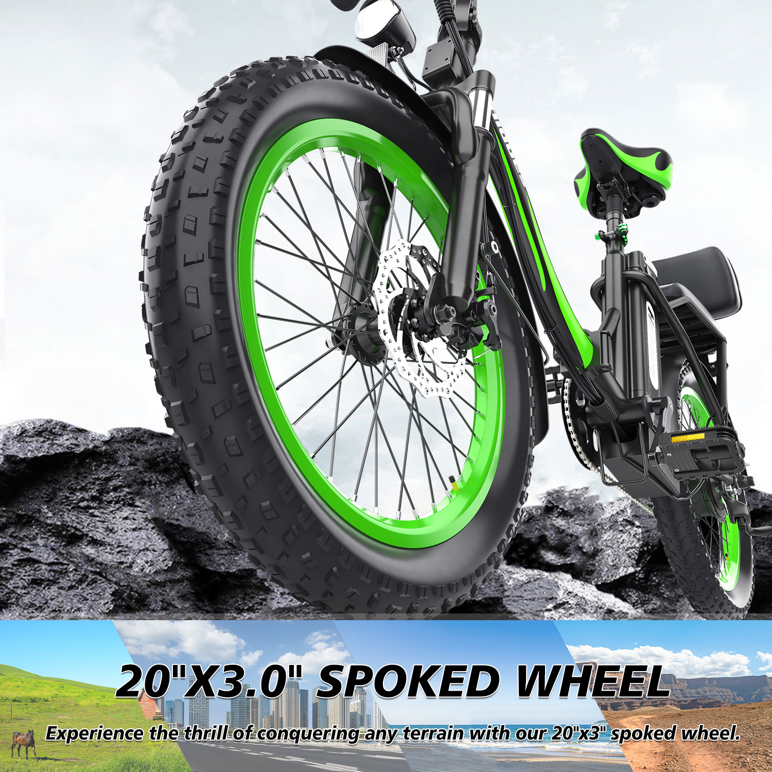 Electric Bike Folding 20" Fat Tire 25MPH 25Mile, 12Ah Hill Mountain Electric Fat Tire Snow Beach Ebike Range up to 20-40 Miles, Dual Disc Brakes & Shocking Proof for Adults Teens Kids