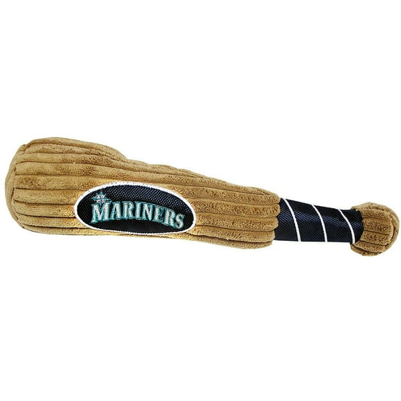 Pets First MLB Seattle Mariners BAT TOY for DOGS & CATS. 29 MLB Teams available. - Plush PET TOY with inner SQUEAKER. Officially Licensed Baseball BAT.