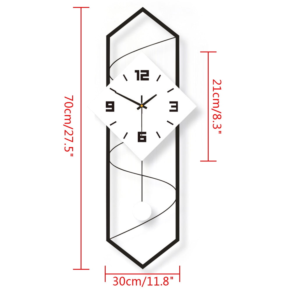ANQIDI Modern Rectangle Wall Clocks Large Silent Pendulum Wall Clock Creative Home Decor Clock for Living Room Bedroom