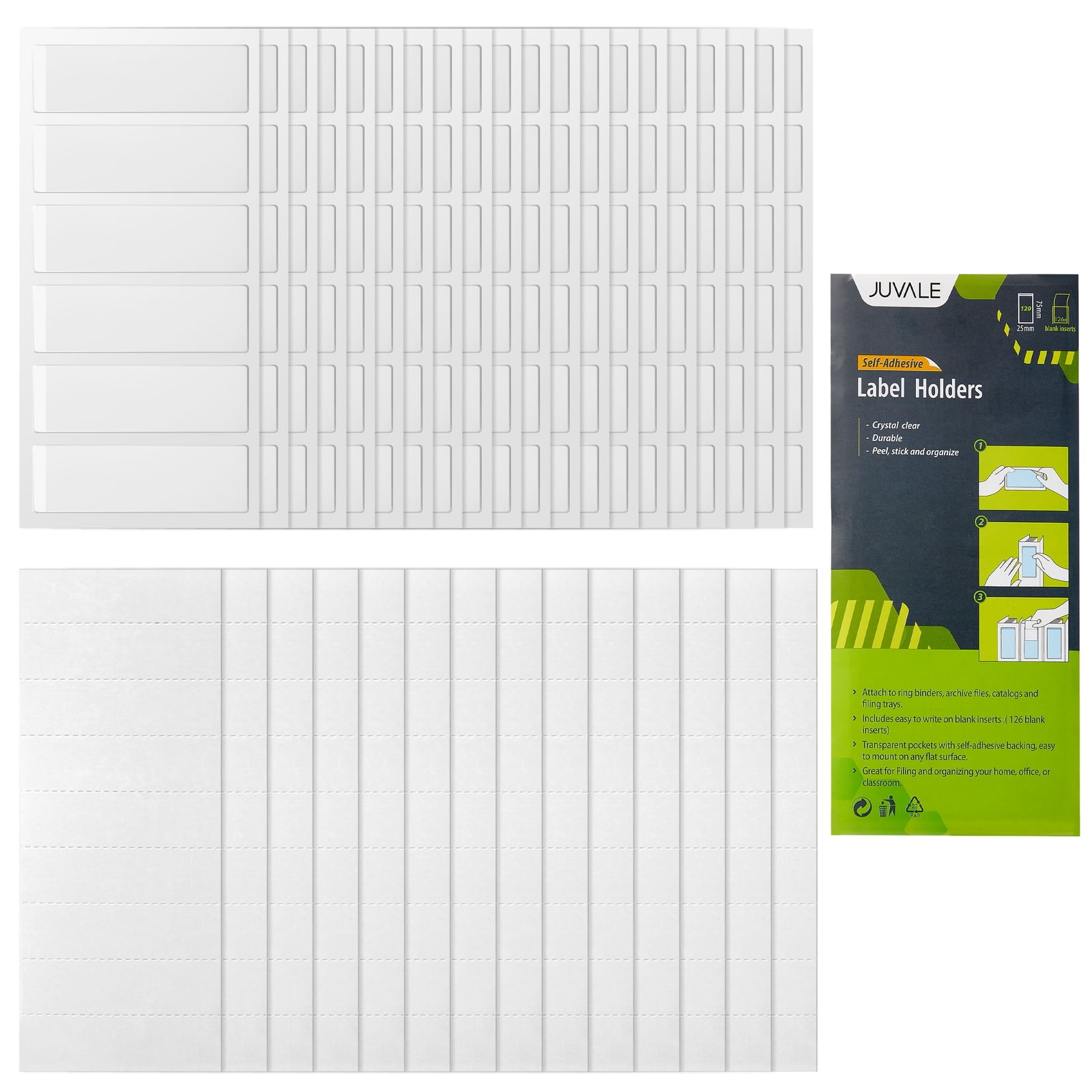 Amazon Jungle Genoplive Drivkraft 120 Pack Clear 3-Ring Binder Spine Label Holder Stickers with 126 Blank  White Inserts, Self-Adhesive Pocket Sleeves for Small Business, Office  Supplies, 1x3 in - Walmart.com