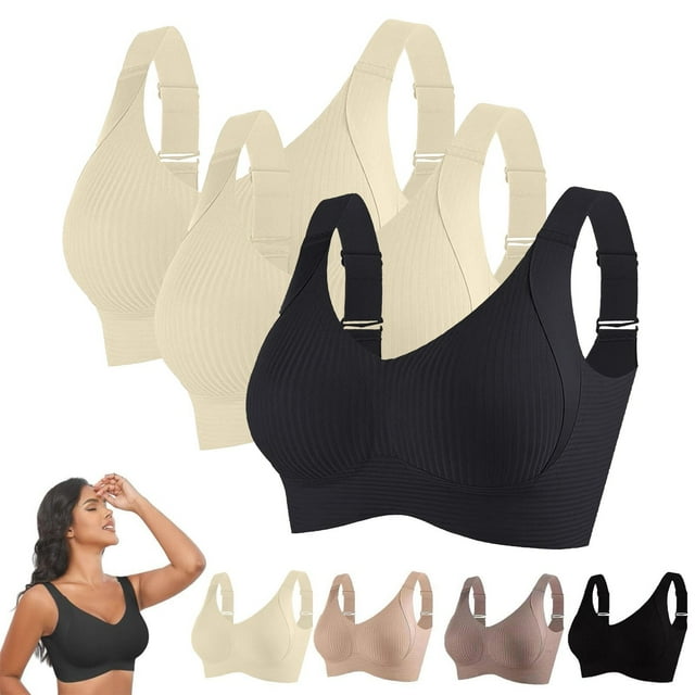 Bras for Women Sports Bras for Women Comfortable Ribbed Wireless Bralettes Adjustable Padded Everyday Bra 3PC XXXXXL