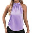 thumbnail image 2 of Hot6sl Liquidation d'Été Débardeur à Col Rond, Mode Décontractée pour Femmes, T-shirt Sans Manches à Boutons, Blouse Unie, Blouse pour Femmes/Violet, G, 2 of 9