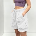 thumbnail image 6 of WPPGONE Cargo Shorts Women Baggy Lightweight Running Quick Dry Elastic Waisted Drawstring Straight Leg Wide Bottoms Zipper Outdoor Sports Active Shorts with Multi Pockets, 6 of 7