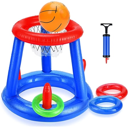 Swimming Pool Basketball Hoop, 2 In 1 Inflatable Hoop & Ring Toss With ...