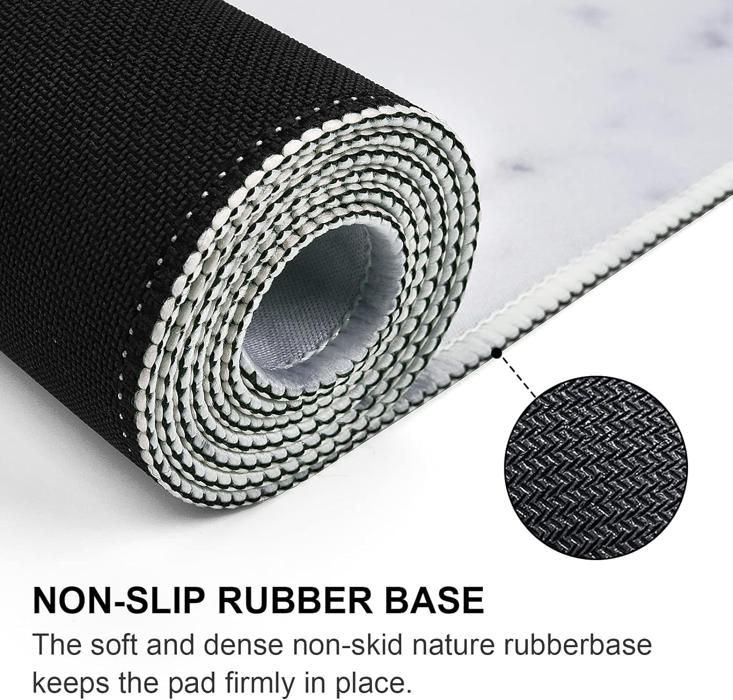 Desk Mat, Extended Gaming Mouse Pad Large 35.4" x 15.7", XXL Keyboard Mousepad with Stitched Edges, Non Slip Base, Waterproof Computer Desk Pad for Office, Home, Men(White Marble)